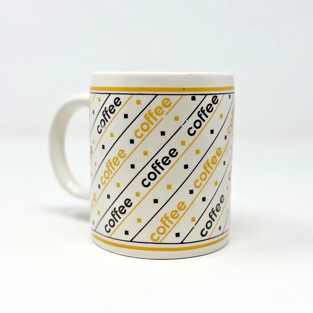 Houston Foods Vintage 90s Ceramic Coffee Mug Diagonal Coffee Pattern